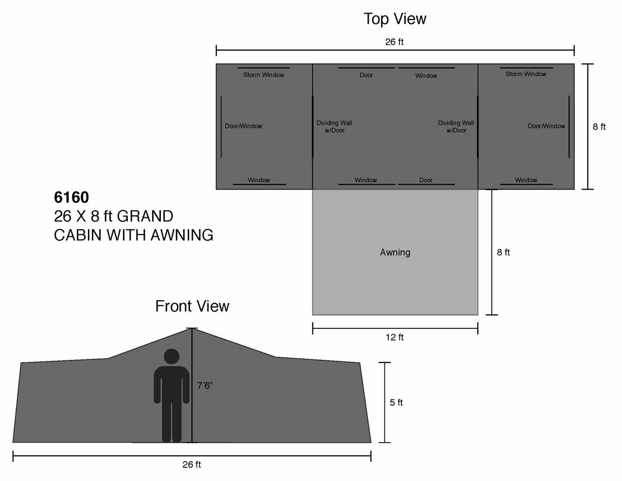 Kodiak Canvas - 26 x 8 ft. Grand Cabin with Awning