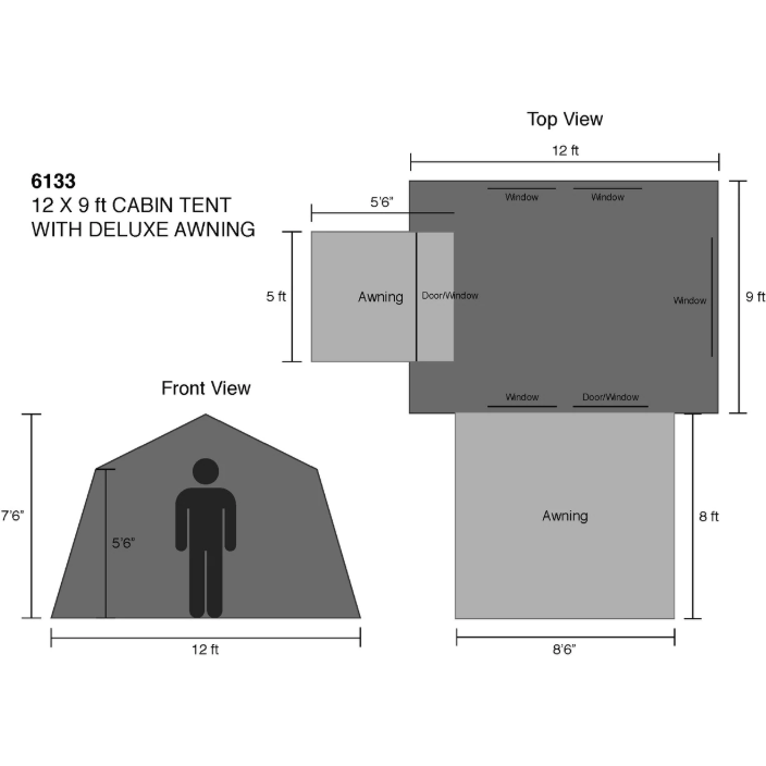 Kodiak Canvas - 12 x 9 ft. Cabin Tent with Deluxe Awning